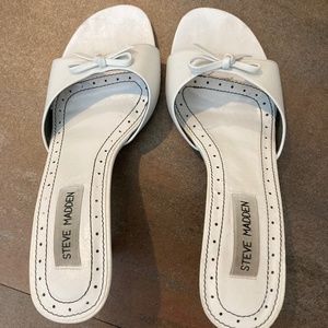 Steve Madden Cutey White Leather Heels | 7 1/2